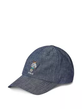 POLO RALPH LAUREN KIDS джинсовая кепка с вышивкой Polo Bear, синий