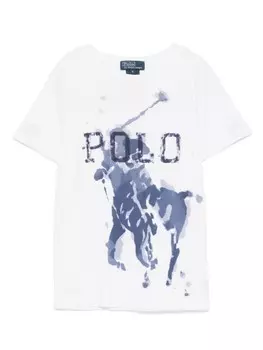 POLO RALPH LAUREN KIDS футболка с графичным принтом, белый