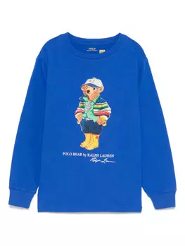 POLO RALPH LAUREN KIDS футболка с принтом Polo Bear, синий