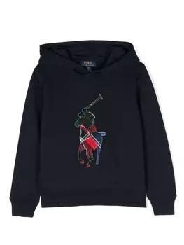 POLO RALPH LAUREN KIDS худи с вышитым логотипом, синий