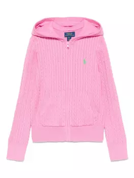 POLO RALPH LAUREN KIDS Кардиган с вышивкой Polo Pony, розовый