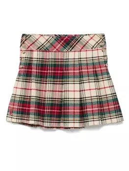 POLO RALPH LAUREN KIDS клетчатая юбка со складками, нейтральный цвет