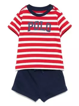 POLO RALPH LAUREN KIDS комплект из футболки и шортов с логотипом, красный