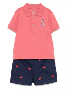 POLO RALPH LAUREN KIDS комплект из футболки и шортов Polo Bear, красный