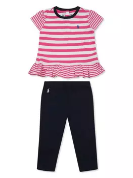 POLO RALPH LAUREN KIDS комплект из рубашки и полосатых брюк, черный