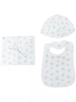 POLO RALPH LAUREN KIDS комплект из шапки и нагрудника, белый