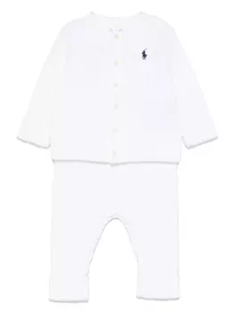 POLO RALPH LAUREN KIDS комплект из топа и брюк фактурной вязки, белый