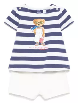 POLO RALPH LAUREN KIDS комплект из топа и шортов, белый