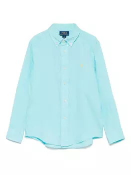 POLO RALPH LAUREN KIDS льняная рубашка, синий