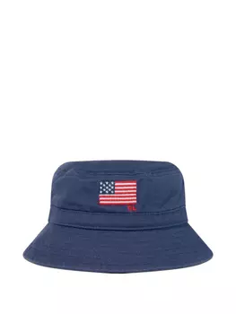 POLO RALPH LAUREN KIDS панама с вышитым флагом, синий