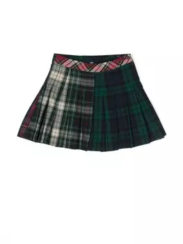 POLO RALPH LAUREN KIDS плиссированная юбка в клетку тартан, зеленый