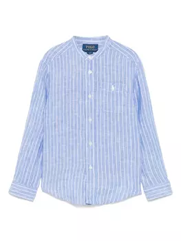POLO RALPH LAUREN KIDS полосатая льняная рубашка, синий