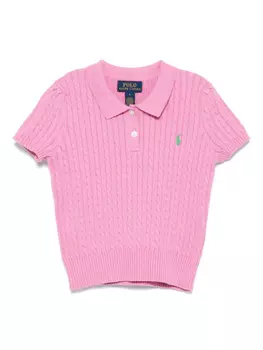 POLO RALPH LAUREN KIDS рубашка поло фактурной вязки, розовый