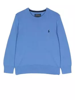 POLO RALPH LAUREN KIDS свитер с вышитым логотипом, синий