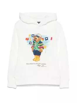 POLO RALPH LAUREN KIDS Толстовка с капюшоном Polo Bear, белый