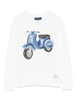 POLO RALPH LAUREN KIDS жаккардовый свитер, белый