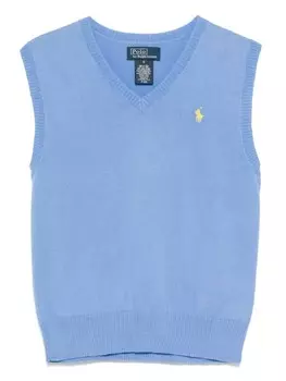 POLO RALPH LAUREN KIDS жилет с вышивкой, синий