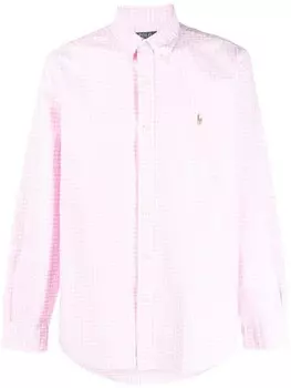 Polo Ralph Lauren клетчатая рубашка с вышитым логотипом, белый