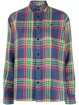 Polo Ralph Lauren клетчатая рубашка с вышивкой Polo Pony, синий