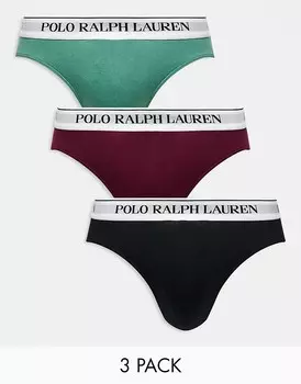 Polo Ralph Lauren — комплект из 3 пар трусов с логотипом на талии зеленого, красного и черного цветов