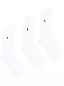 Polo Ralph Lauren комплект из трех пар носков Polo Pony, белый
