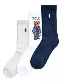 Polo Ralph Lauren комплект из трех пар носков Polo Bear, синий