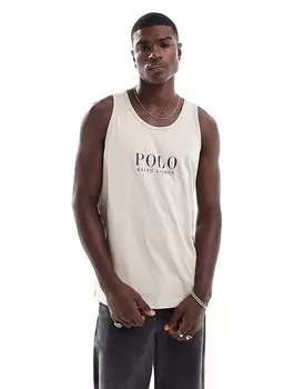 Polo Ralph Lauren – кремовая домашняя футболка с логотипом на груди