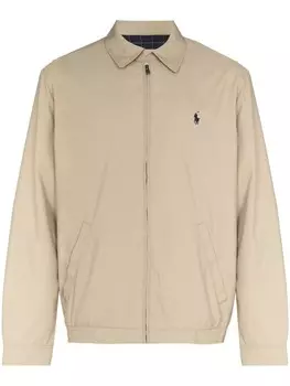 Polo Ralph Lauren куртка на молнии с вышитым логотипом, нейтральный цвет