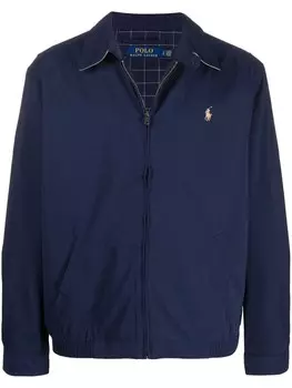 Polo Ralph Lauren куртка на молнии с вышитым логотипом, синий