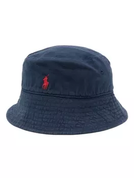 Polo Ralph Lauren льняная панама с вышитым логотипом, синий