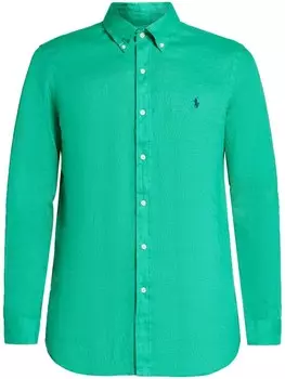 Polo Ralph Lauren льняная рубашка с логотипом Polo Pony, зеленый