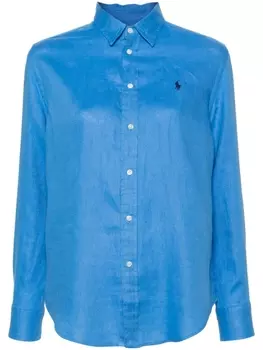 Polo Ralph Lauren льняная рубашка с логотипом Polo Pony, синий