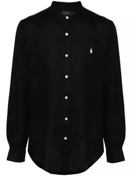 Polo Ralph Lauren льняная рубашка с декором Polo Pony, черный
