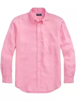Polo Ralph Lauren льняная рубашка с вышивкой Polo Pony, розовый