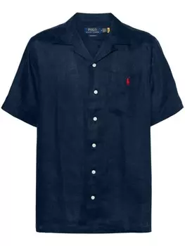Polo Ralph Lauren льняная рубашка с логотипом Polo Pony, синий