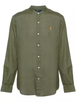 Polo Ralph Lauren льняная рубашка с логотипом Polo Pony, зеленый