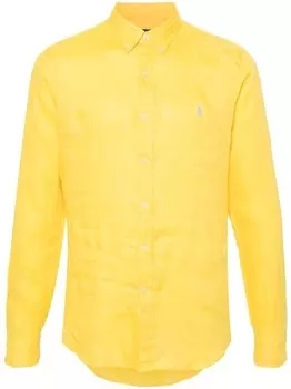 Polo Ralph Lauren льняная рубашка с вышивкой Polo Pony, желтый