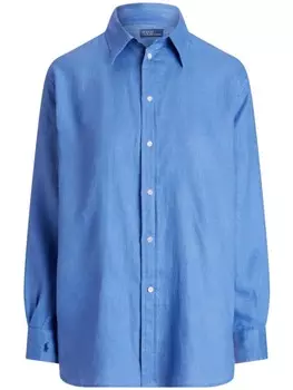Polo Ralph Lauren льняная рубашка с логотипом Polo Pony, синий