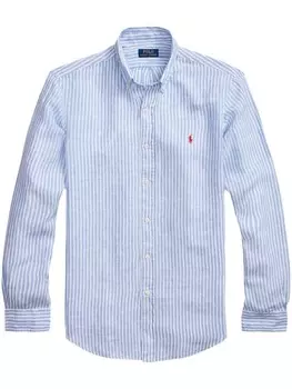 Polo Ralph Lauren льняная рубашка с вышивкой Polo Pony, синий
