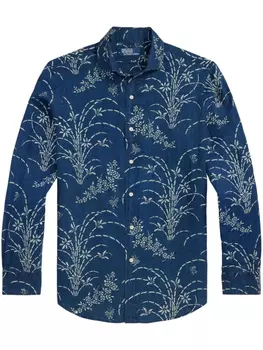 Polo Ralph Lauren льняная рубашка с цветочным принтом, синий