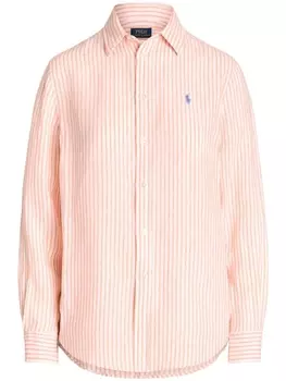 Polo Ralph Lauren льняная рубашка в полоску, розовый