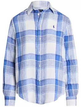 Polo Ralph Lauren льняная рубашка в клетку, синий