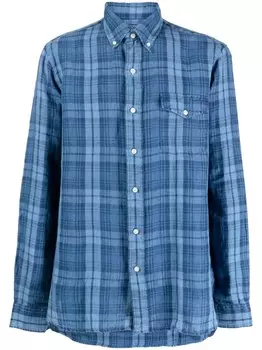 Polo Ralph Lauren льняная рубашка в клетку, синий