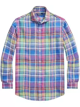 Polo Ralph Lauren льняная рубашка в клетку, синий
