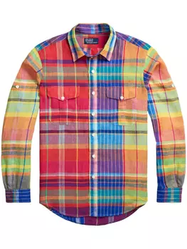 Polo Ralph Lauren льняная рубашка в клетку, красный