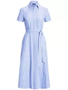 Polo Ralph Lauren льняное платье-рубашка в полоску, синий
