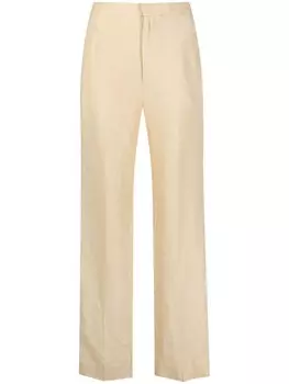 Polo Ralph Lauren льняные брюки прямого кроя, нейтральный цвет