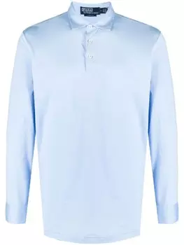 Polo Ralph Lauren long-sleeved cotton polo shirt, синий