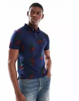 Polo Ralph Lauren набросал эскиз пикейного поло с принтом Pwing в темно-синем цвете