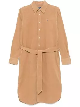Polo Ralph Lauren платье миди с логотипом Polo Pony, нейтральный цвет